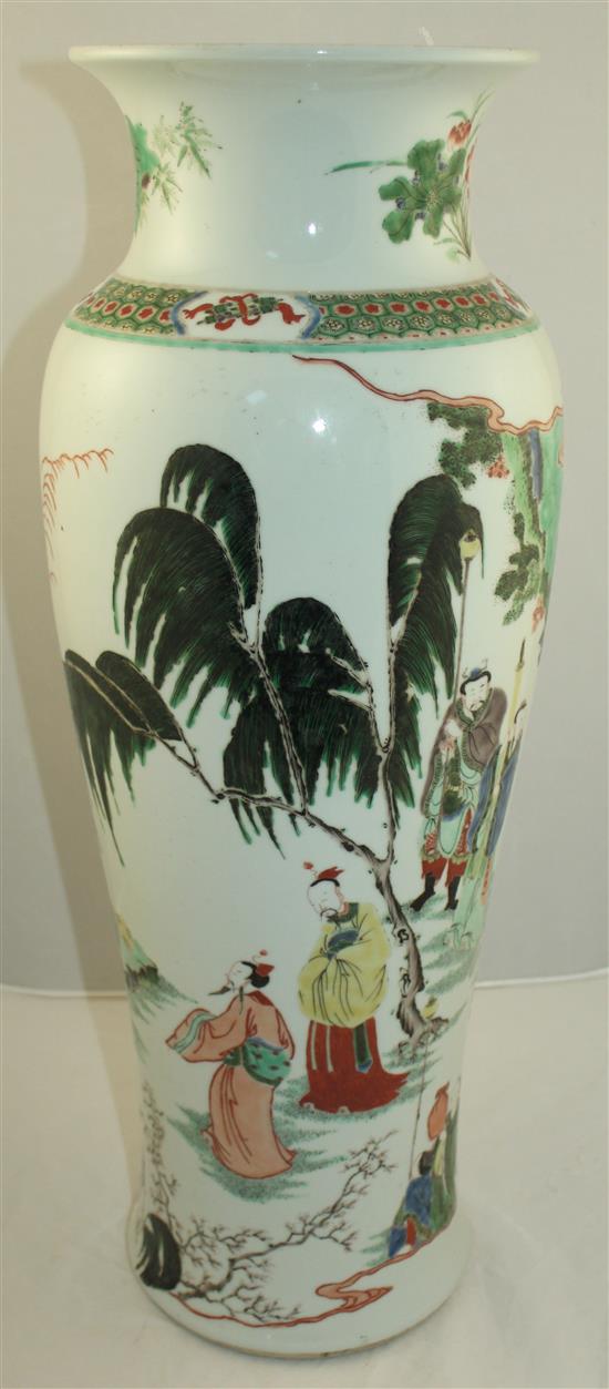 A tall Chinese famille verte baluster vase, in Kangxi style, 59.5cm